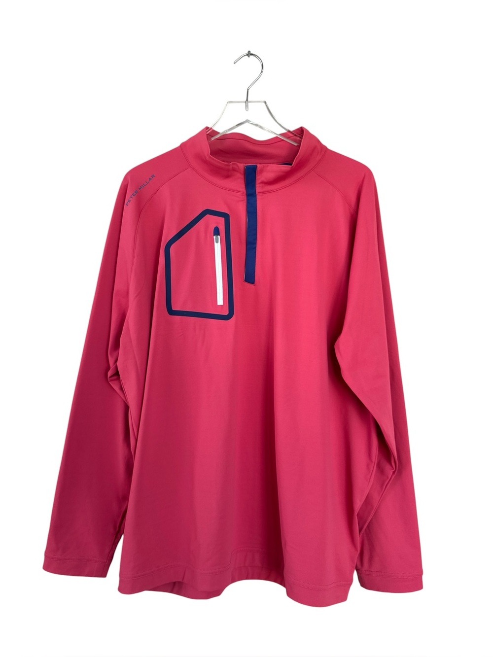 Peter Millar Forge Performance Quarter Zip Pullover | Red & Blue | XXL